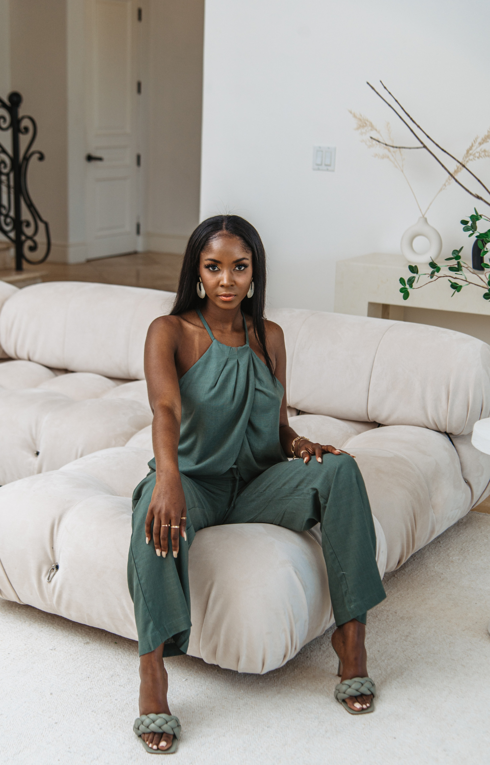Meet the Mabel Linen Drawstring Pant - your go-to for effortless summer style. This straight-leg linen pant with a drawstring offers chic versatility, perfect for casual or dressed-up looks. Pair with our Mabel Halter Neck Linen Top for a complete ensemble.