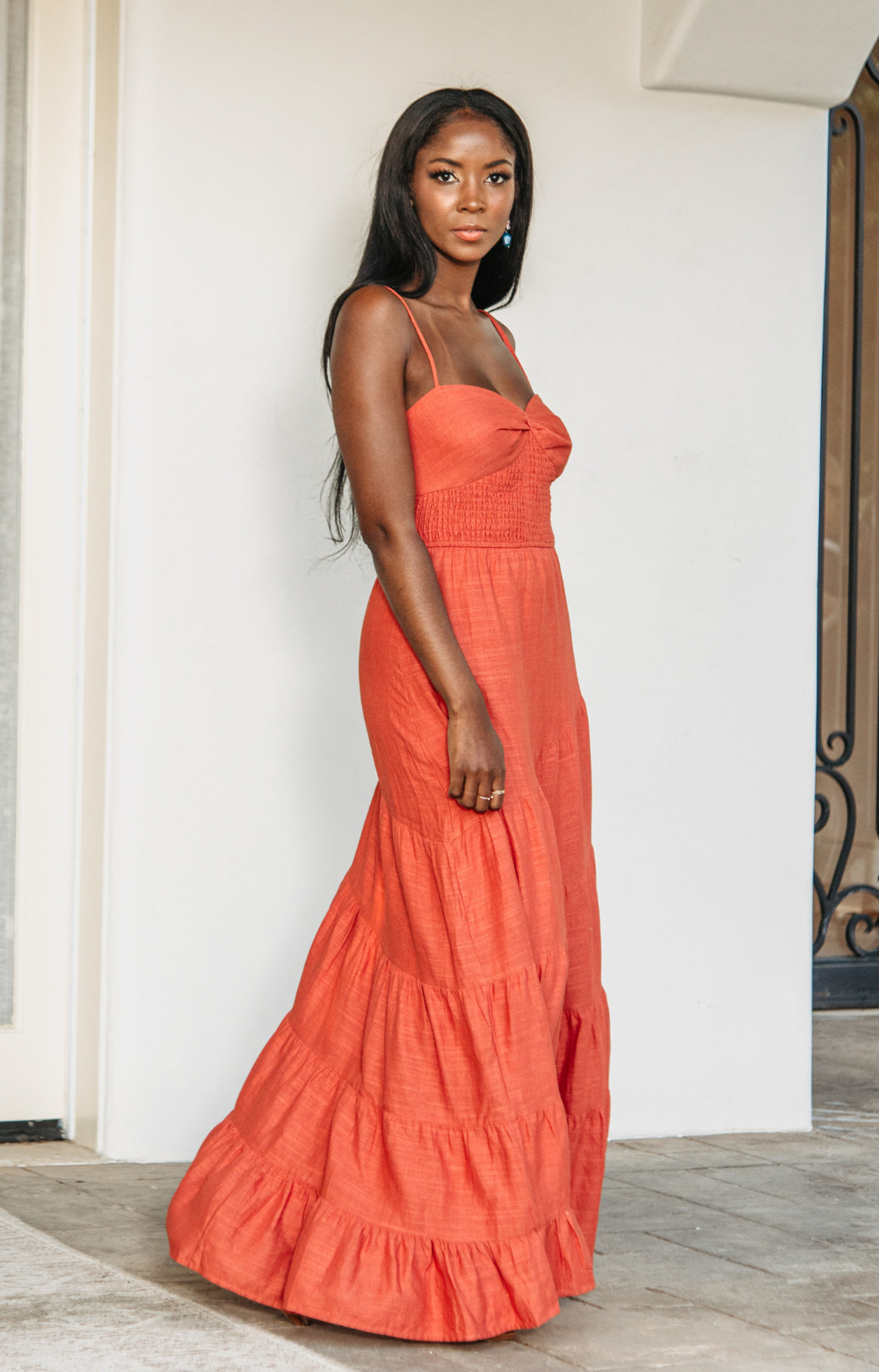Featuring adjustable straps, smocked back design and crafted from lightweight linen summer fabric, this linen maxi dress is both stylish and comfortable. The Silicon gripper at the edge of the neckline ensures a secure fit at the chest. With a beautiful color and fabric, Kaia linen maxi dress is perfect for everyday wear or dressing up with heels.&nbsp;