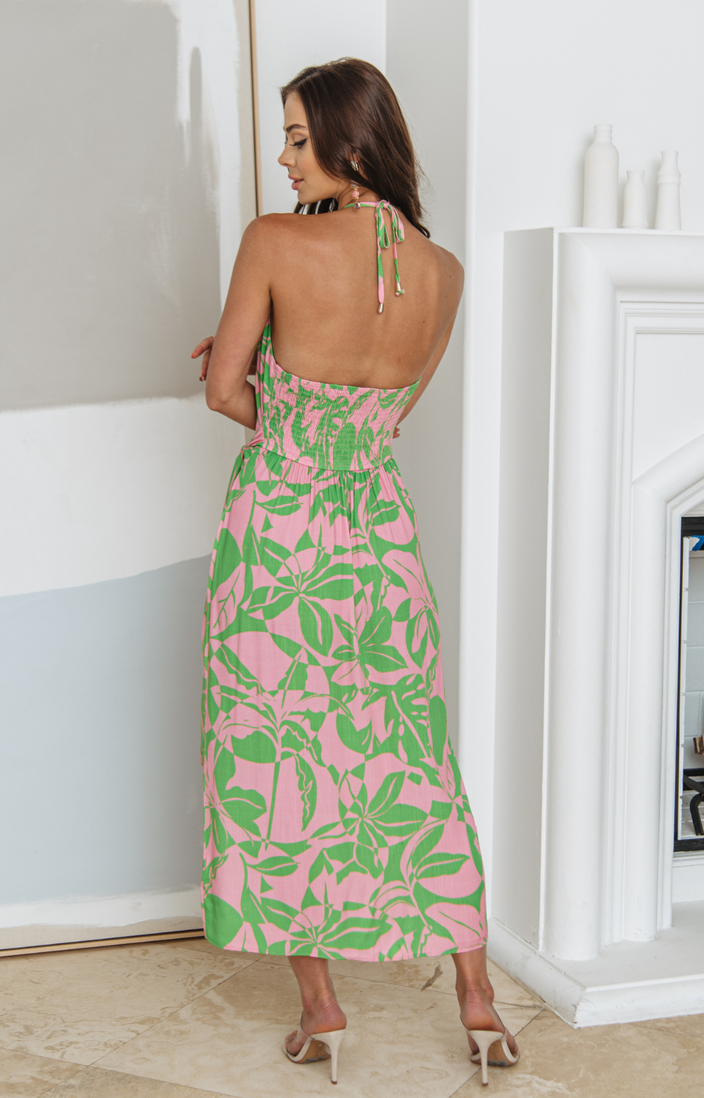 Green White Halter Summer Dress Cute Vacation Dresses Vacation Outfits  Clothes For Women Lulus