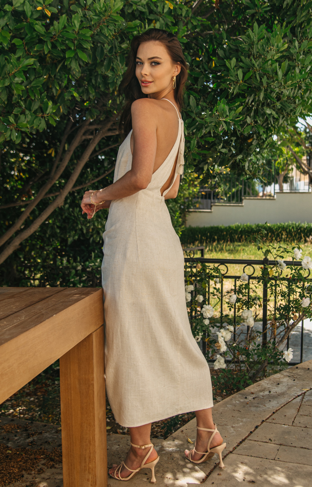 Celine Linen Tie Front Midi Dress Celine Linen Tie Front Midi Dress