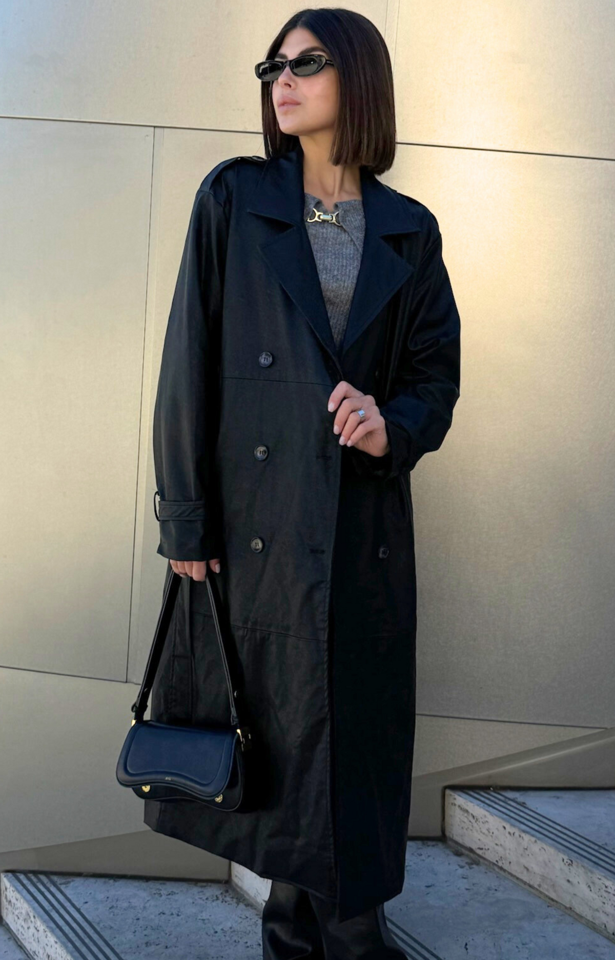 Step out in style with our Kylie Faux Leather Trench Coat, expertly crafted from high-quality faux leather that mimics the rich texture and sheen of genuine leather. This chic coat not only adds a touch of sophistication to any outfit but also provides a cruelty-free alternative that you can feel good about wearing.&nbsp;Featuring premium faux leather fabric, deep pockets, and a fashionable belt.