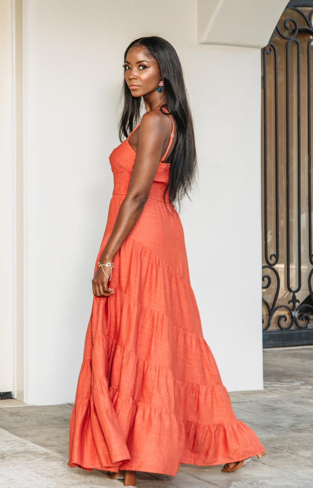 Featuring adjustable straps, smocked back design and crafted from lightweight linen summer fabric, this linen maxi dress is both stylish and comfortable. The Silicon gripper at the edge of the neckline ensures a secure fit at the chest. With a beautiful color and fabric, Kaia linen maxi dress is perfect for everyday wear or dressing up with heels.&nbsp;