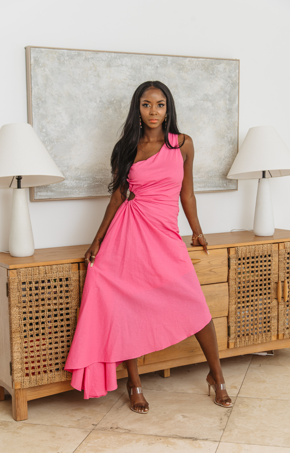 Ella Linen One Shoulder Dress Heavy Hues Label Ella Linen One Shoulder Dress Heavy Hues Label