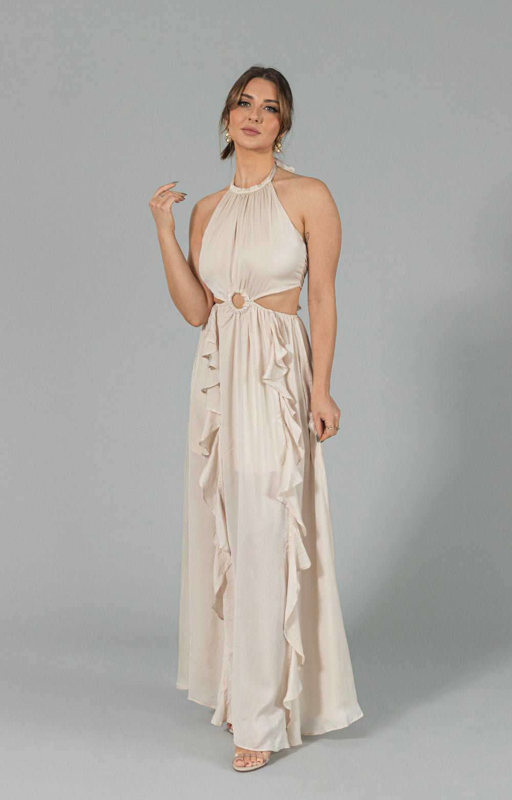 elena ruffle maxi dress BHLDN Elena Ruffle Chiffon Maxi Dress